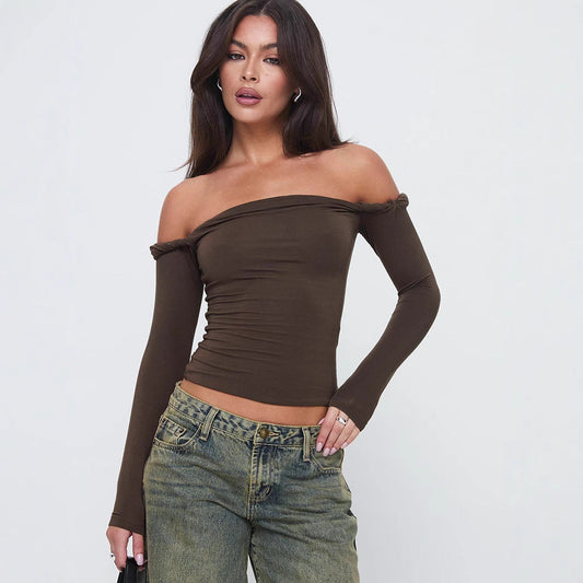 Dames - Off-shoulder Top - Lange Mouwen - Trendy Fashion voor Elke Gelegenheid