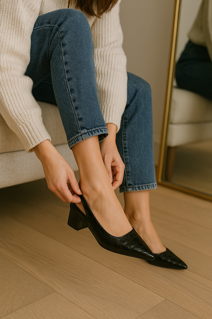 Dames - Slingback Pumps - Krokodillenleerlook - Elegante Schoenen - MODERNE STIJL