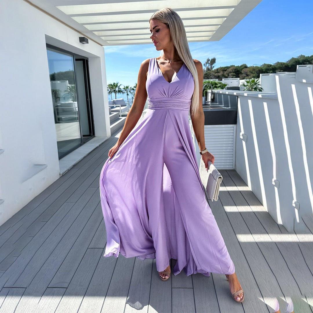 Vrouwen - Mouwloze Jumpsuit - Elegante Stof - Feest Outfit - AVONDJURK FLUID
