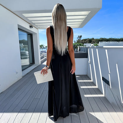 Vrouwen - Mouwloze Jumpsuit - Elegante Stof - Feest Outfit - AVONDJURK FLUID