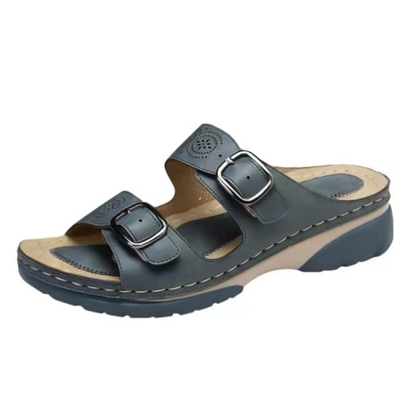 Comfortabele dames sandalen met dubbele gesp en zachte zool – SOLARA TWIST