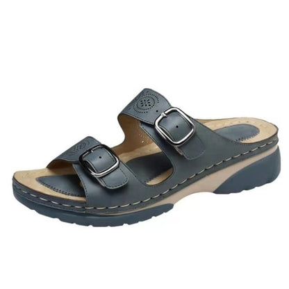 Comfortabele dames sandalen met dubbele gesp en zachte zool – SOLARA TWIST