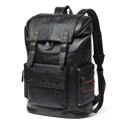 NOLAN - Vintage zwarte leren rugzak met tijdloze allure