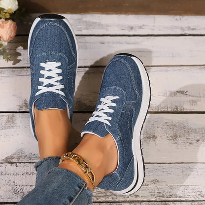 Denim Sneaks - Vrouwen - Ademend Denim - Casual Shoes - Nova
