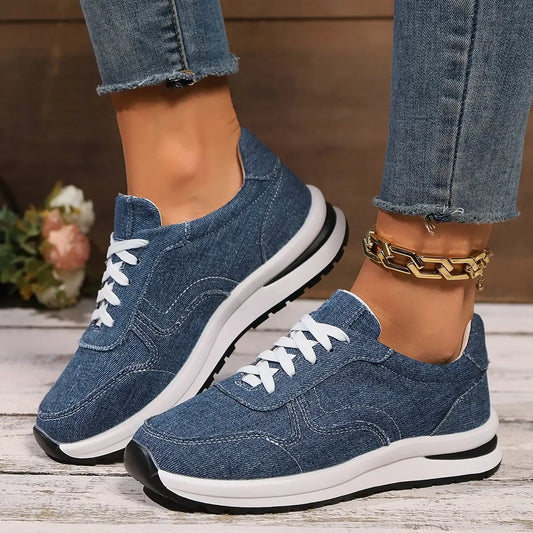 Denim Sneaks - Vrouwen - Ademend Denim - Casual Shoes - Nova