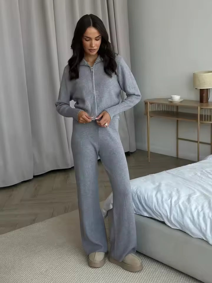 Loungewear Set - Dames - Ritsvest En Wijde Broek Met Comfort Pasvorm - Trendy Dames Loungewear - LUMA