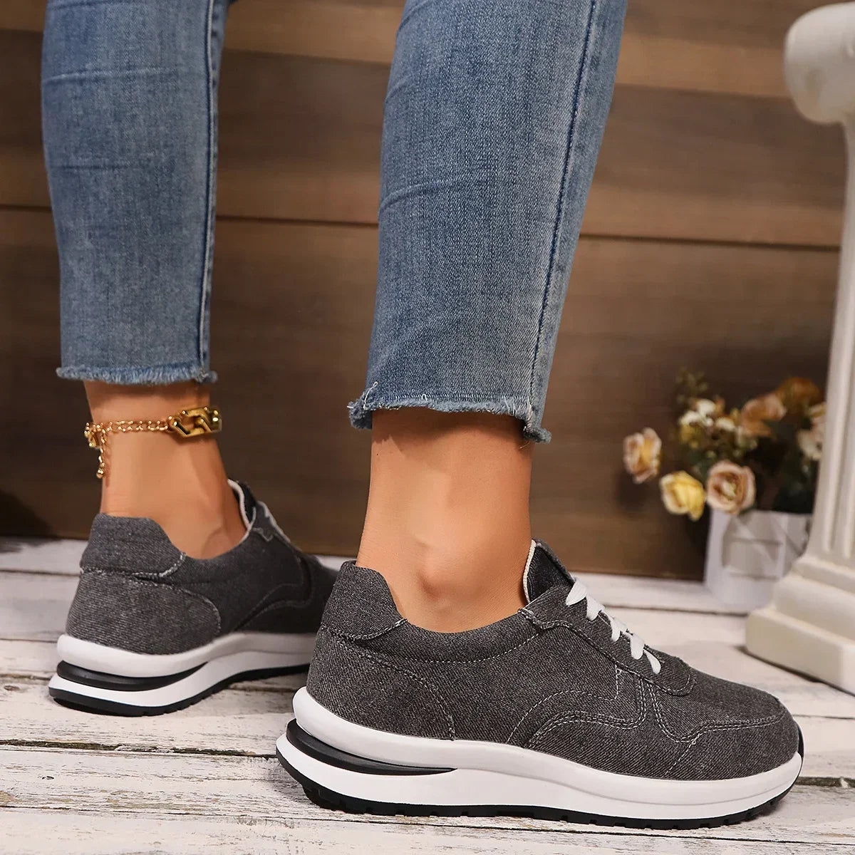 Denim Sneaks - Vrouwen - Ademend Denim - Casual Shoes - Nova