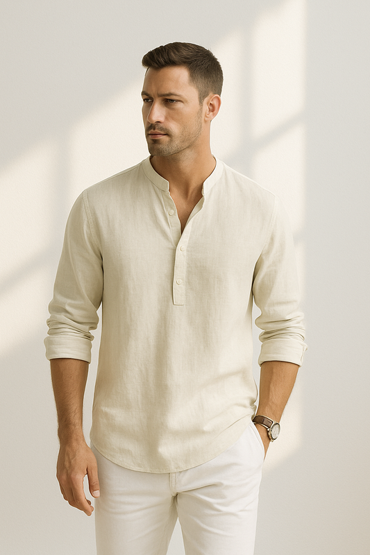 Sander | Oversized Linnen Overhemd voor Mannen met Relaxte Pasvorm 0