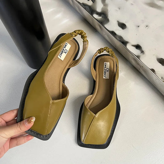 Vrouwen - Leren Slingback Sandalen - Comfortabele Platte Schoenen - Modieuze Damesfootwear - AMELIA STYLE
