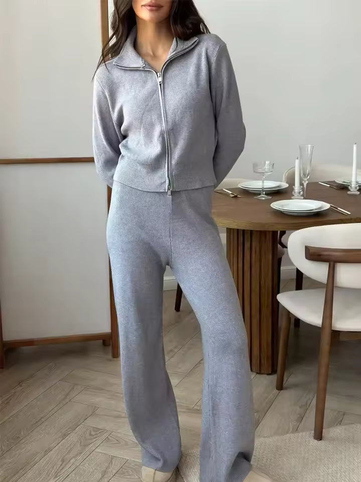 Loungewear Set - Dames - Ritsvest En Wijde Broek Met Comfort Pasvorm - Trendy Dames Loungewear - LUMA