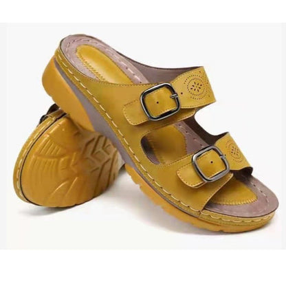 Comfortabele dames sandalen met dubbele gesp en zachte zool – SOLARA TWIST