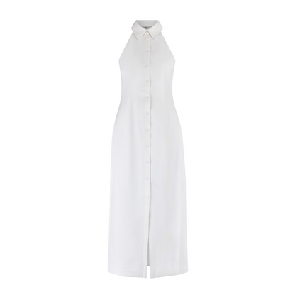 Vrouwen - Mouwloze Maxi-Jurk - Ademend Materiaal - Elegante Zomerjurk - DIEPE V-HALS JURK