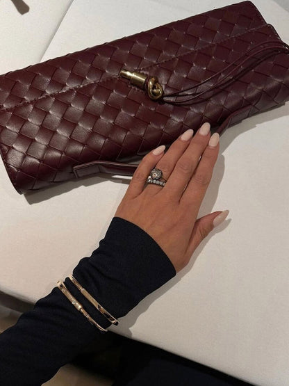 Handtas - Dames - Geweven Ontwerp Met Gouden Sluiting - Luxe Dames Handtas - Aurora