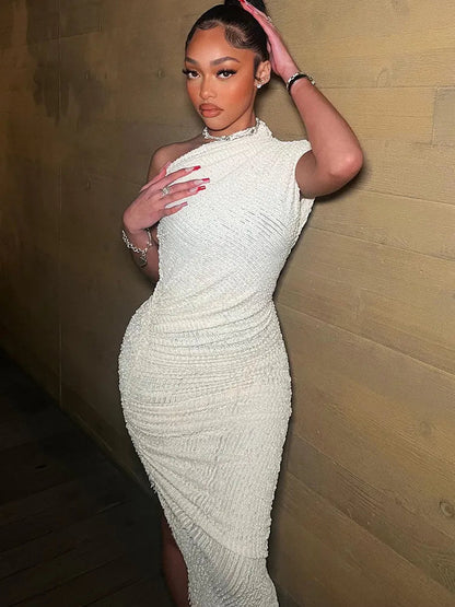 Sophie | Asymmetrische One Shoulder Jurk met Hoge Split voor Vrouwen 2