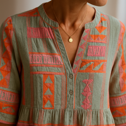 Sophie | Bohemian Midi Jurk met V-hals voor Dames 2