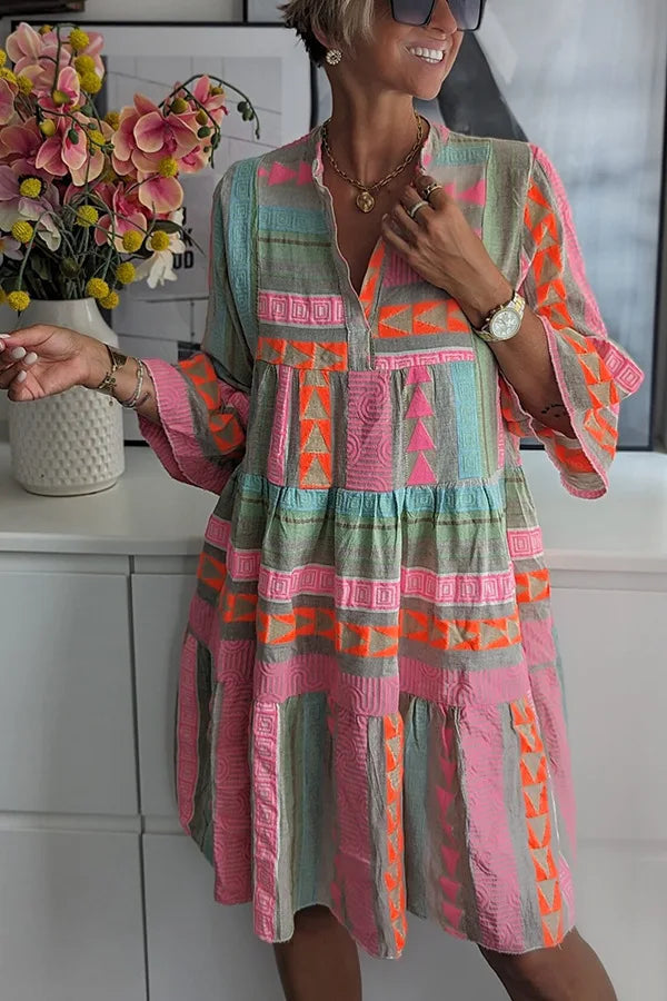 Sophie | Bohemian Midi Jurk met V-hals voor Dames 4