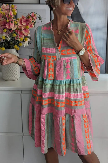 Sophie | Bohemian Midi Jurk met V-hals voor Dames 4