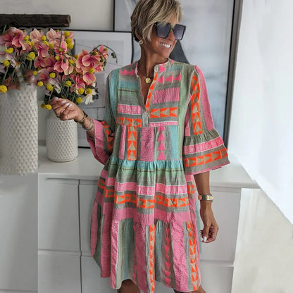 Sophie | Bohemian Midi Jurk met V-hals voor Dames 6
