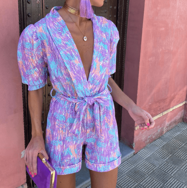 Sophie | Dames Playsuit met Strikceintuur en V-Hals voor Zomer 2