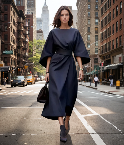 Sophie | Elegante Midi Jurk Met Lantaarnmouwen Voor Dames 1