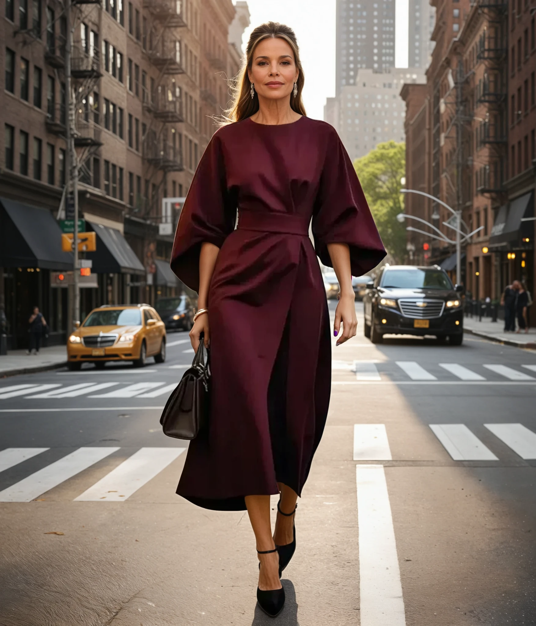 Sophie | Elegante Midi Jurk Met Lantaarnmouwen Voor Dames 3