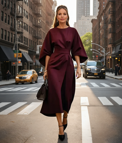 Sophie | Elegante Midi Jurk Met Lantaarnmouwen Voor Dames 3