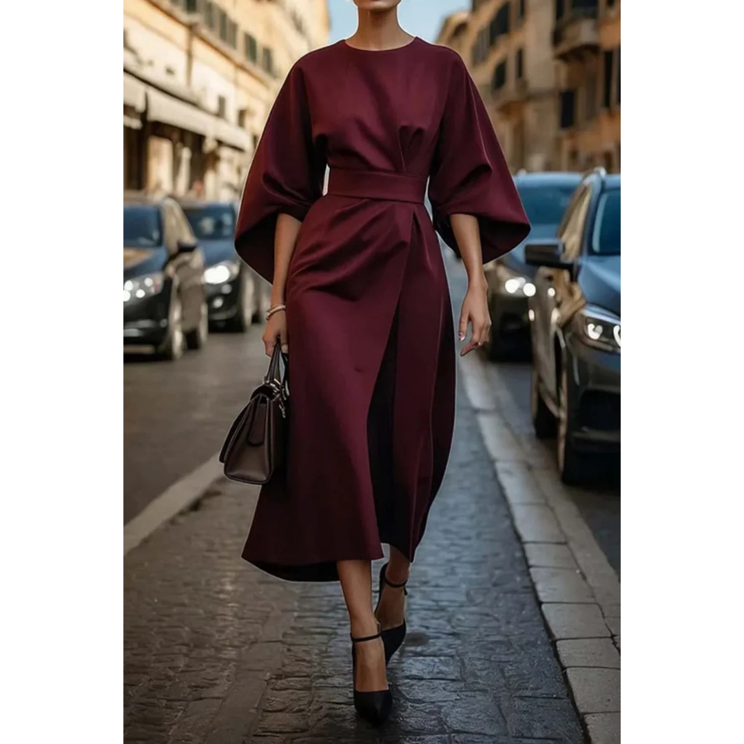 Sophie | Elegante Midi Jurk Met Lantaarnmouwen Voor Dames 4