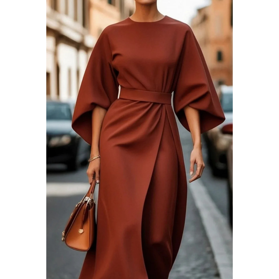 Sophie | Elegante Midi Jurk Met Lantaarnmouwen Voor Dames 5
