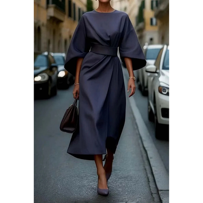 Sophie | Elegante Midi Jurk Met Lantaarnmouwen Voor Dames 7