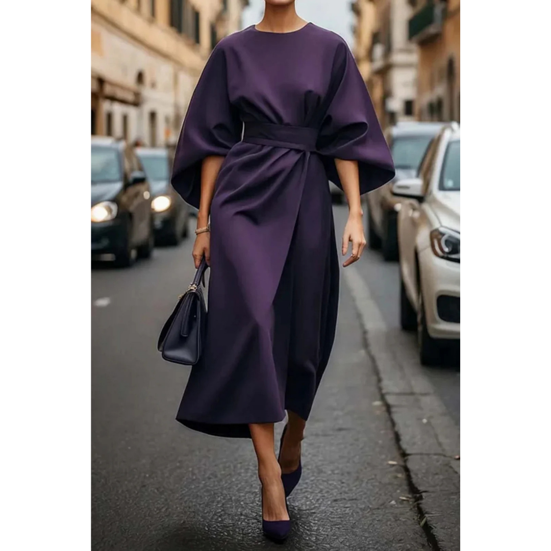 Sophie | Elegante Midi Jurk Met Lantaarnmouwen Voor Dames 8