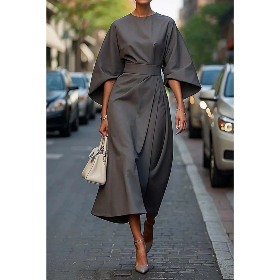 Sophie | Elegante Midi Jurk Met Lantaarnmouwen Voor Dames 9