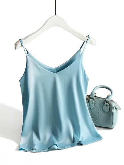 Sophie | Elegante Zijden Tanktop Dames met Spaghettibandjes en V-hals 1