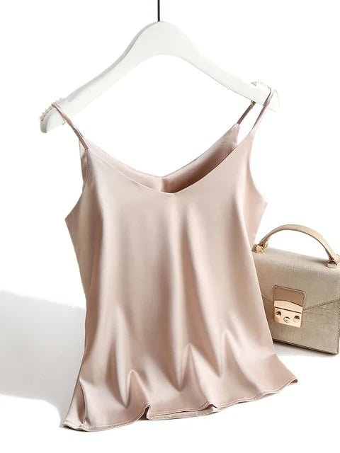 Sophie | Elegante Zijden Tanktop Dames met Spaghettibandjes en V-hals 3