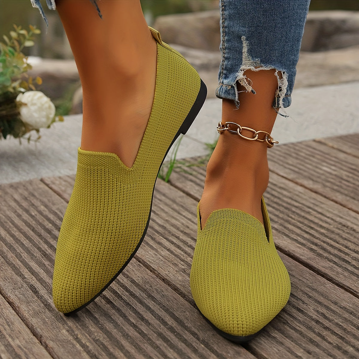 Sophie | Gebreide Platte Damesschoenen met Zachte Demping 9