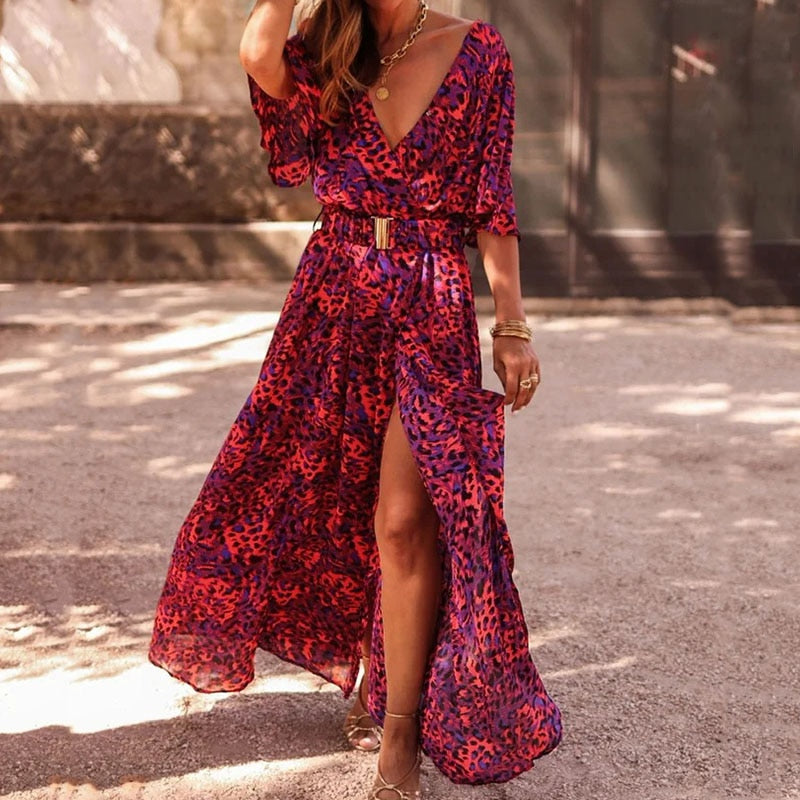 Sophie | Lange Zomerjurk Dames met Hoge Split en Boho Stijl 1