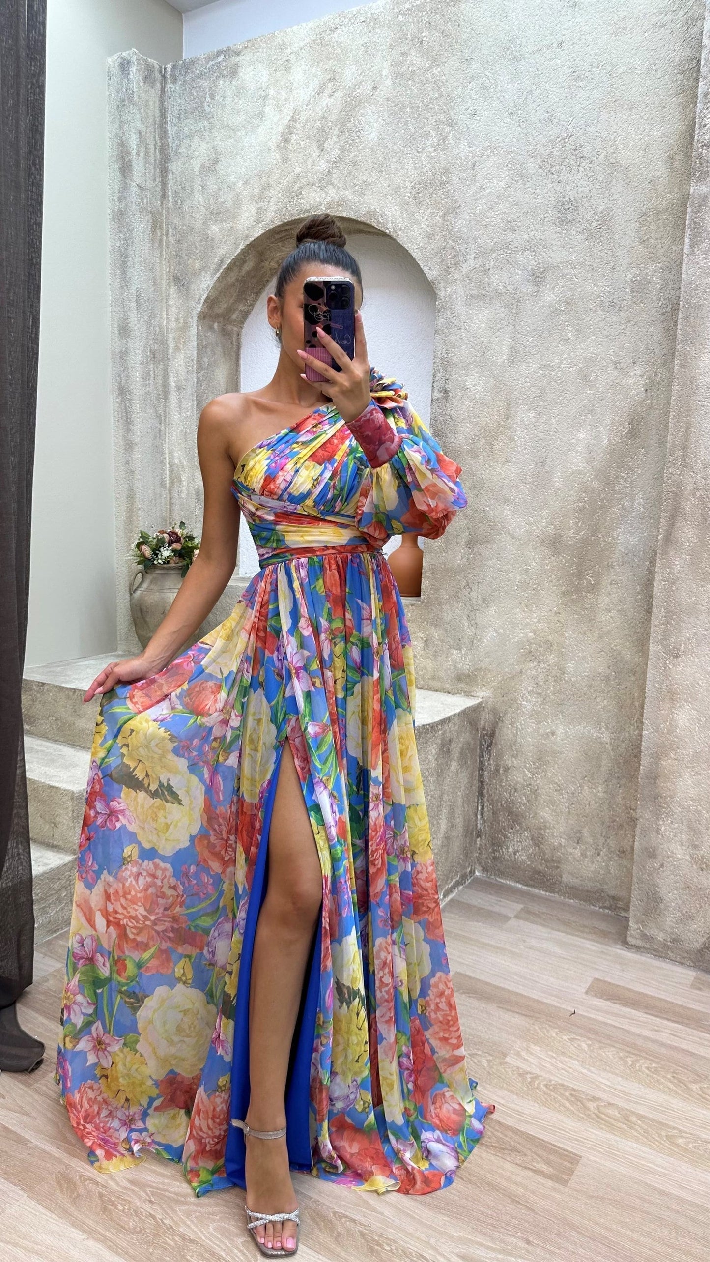 Sophie | Lange Zomerjurk met Eén Schouder en Bloemen voor Dames 5