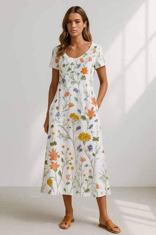 Sophie | Lichte Zomerjurk met Korte Mouwen en Bloemenprint voor Dames 0