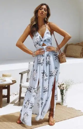 Sophie | Maxi Jurk Dames met Halternek en Hoge Split voor Zomer 4