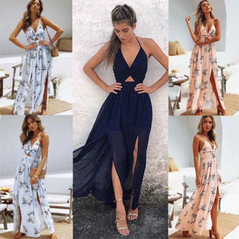 Sophie | Maxi Jurk Dames met Halternek en Hoge Split voor Zomer 5