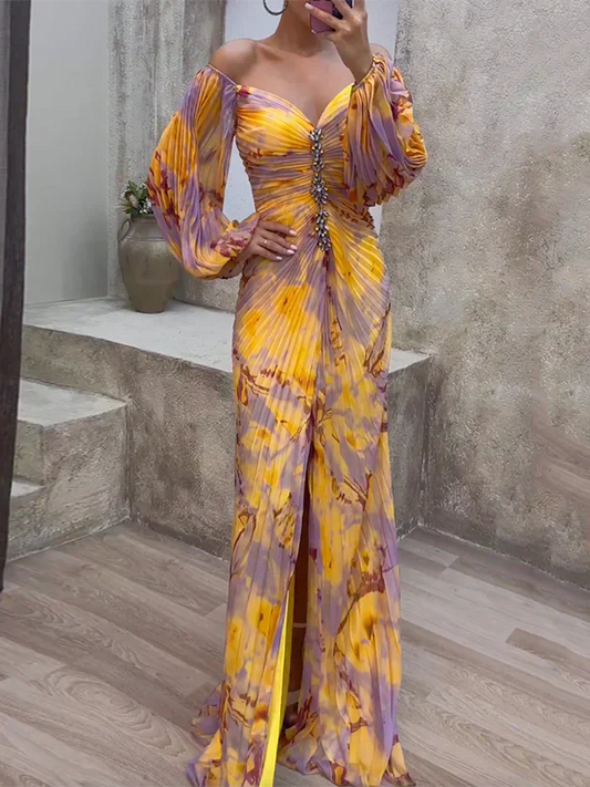 Sophie | Maxi Jurk met Ballonmouwen voor Dames in Multicolor 0