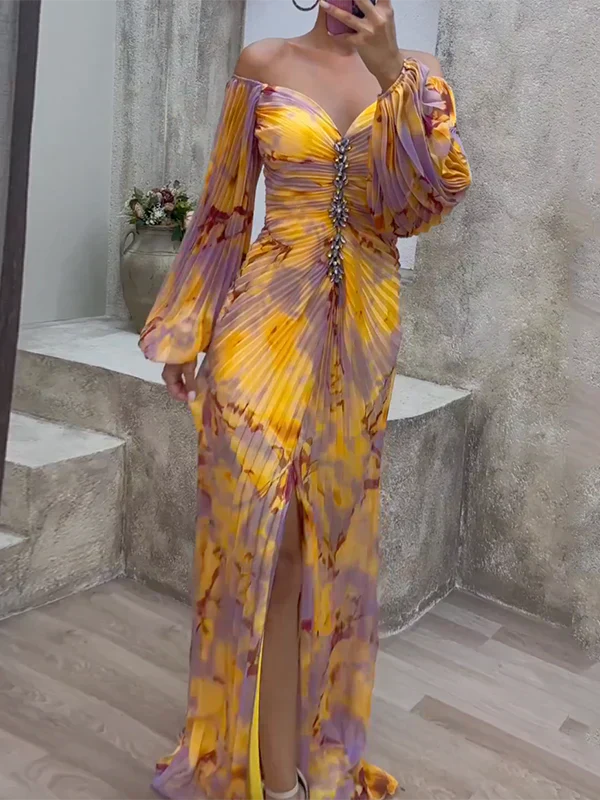 Sophie | Maxi Jurk met Ballonmouwen voor Dames in Multicolor 1