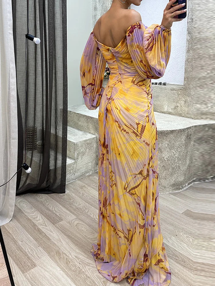 Sophie | Maxi Jurk met Ballonmouwen voor Dames in Multicolor 2