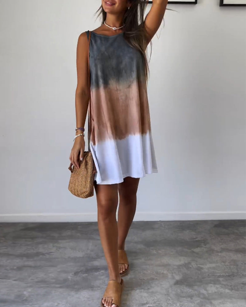 Sophie | Mouwloze A-lijn Zomerjurk met Tie-Dye Effect voor Dames 0