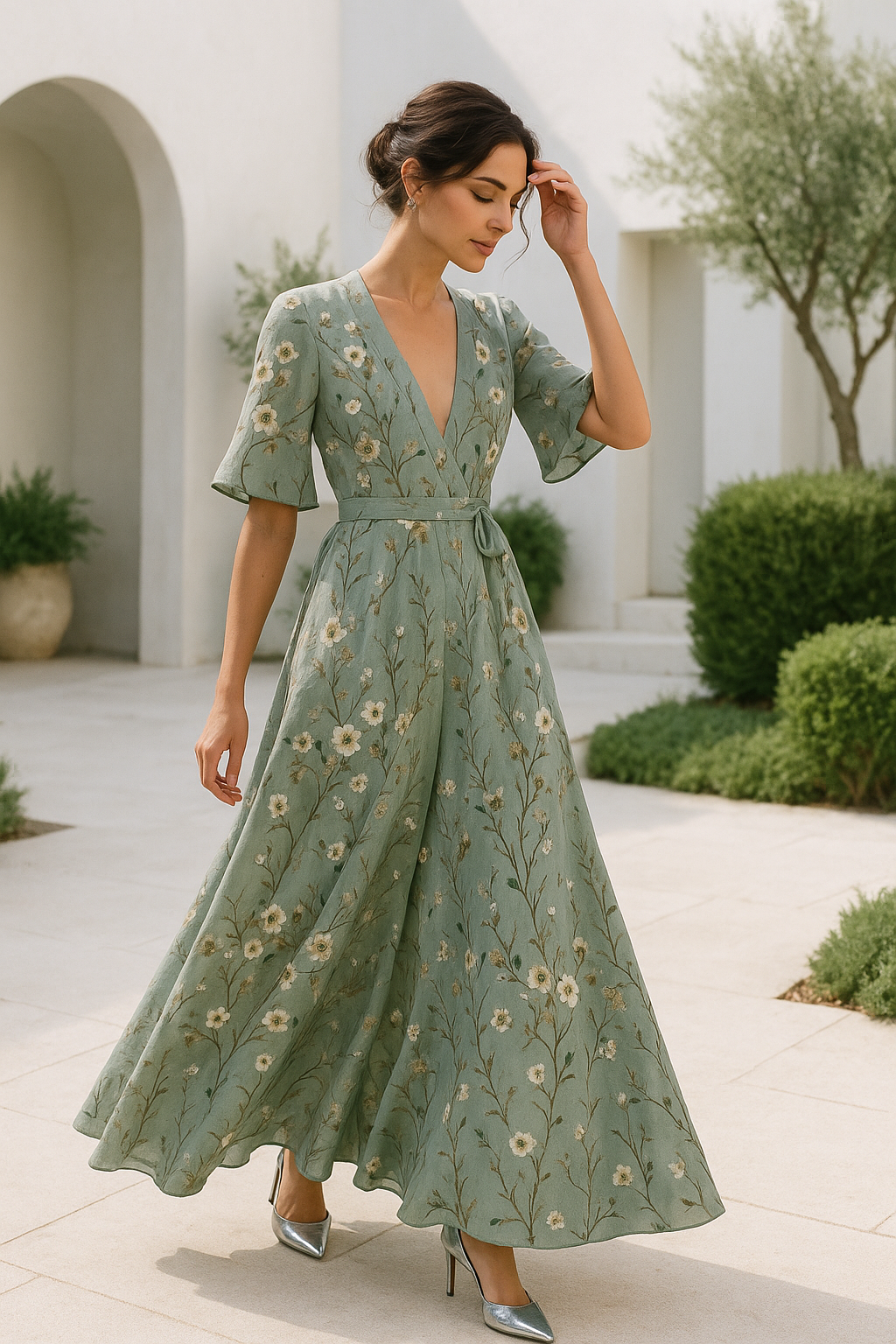 Sophie | Zomerjurk Met V-hals En Bloemenprint Voor Dames 2