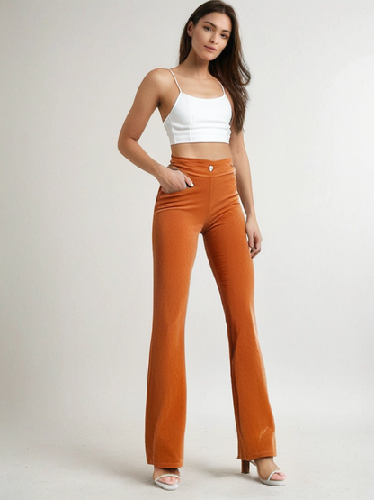 Sophie | Zwarte Flared Broek van Eco Corduroy voor Dames 0