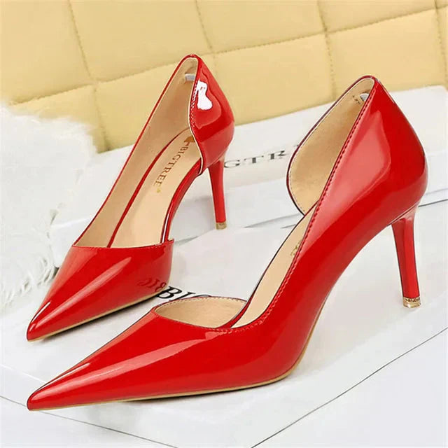 Sophie | Zwarte Stiletto Pumps Dames met Hoge Hak en Open Zijkanten 12