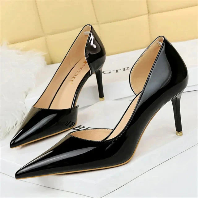 Sophie | Zwarte Stiletto Pumps Dames met Hoge Hak en Open Zijkanten 13