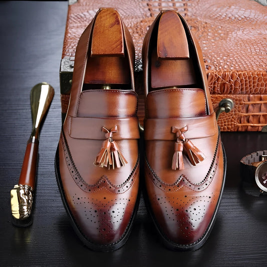Heren - Klassieke Leren Loafers - Hoogwaardig Suède Leer - Tijdloze Elegantie - BRAYNE LOAFERS