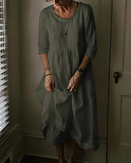 Vrouwen - Casual Linnen Jurk - Ademend Materiaal - Zomer Mode - ELEGANTE STIJL