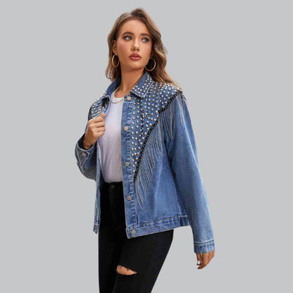 Dames - Denimjasje - Met Pareldetails - Casual Elegantie - ANNA JACK